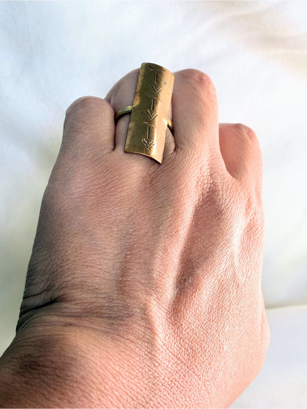 Gold-Tone Tribal Bar Statement Ring - Women Jewelry - Picture 5 of 9